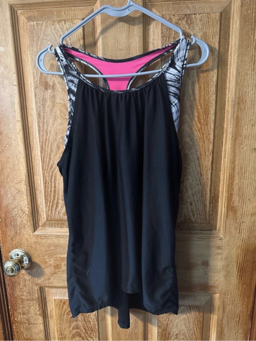Nike Black Tank with Pink Racerback and Patterned Straps